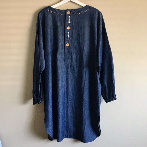 Kuma Heart Women’s Denim Knee Length Dress - Picture 3 of 10